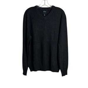 Daniel Hechter Paris Gray V Neck Men’s 100% Cashmere Sweater Size Large